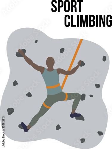 Athlete doing sport climbing