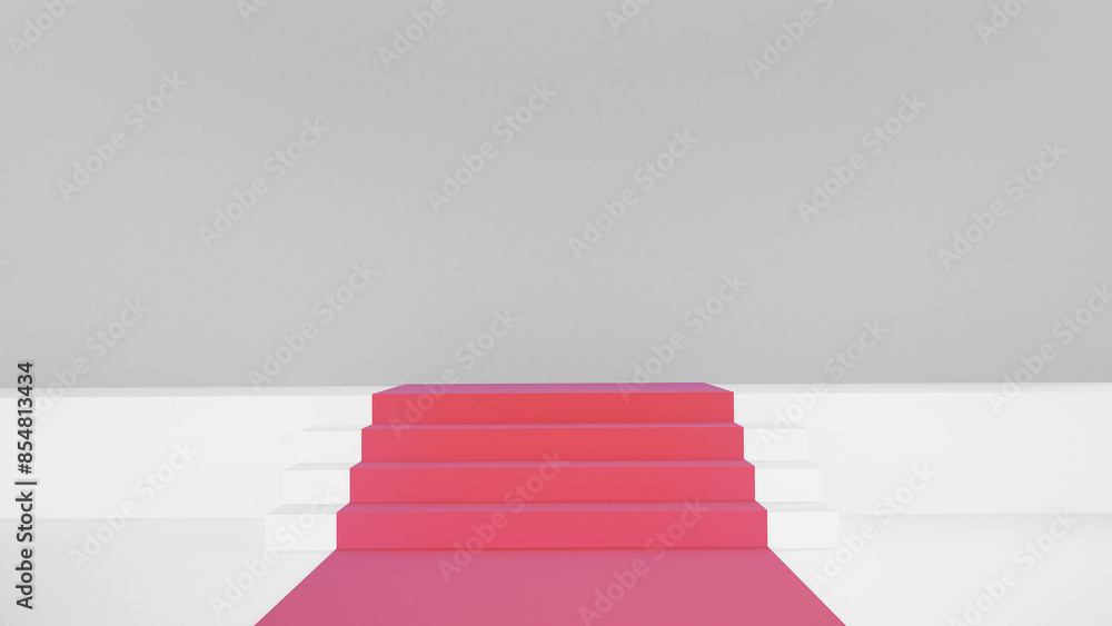 Obraz premium Red-carpeted stairs and stages