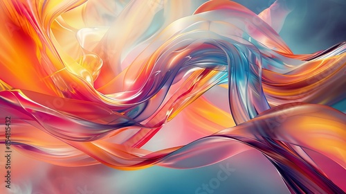 Vibrant Abstract Fluid Art with Dynamic Colorful Waves