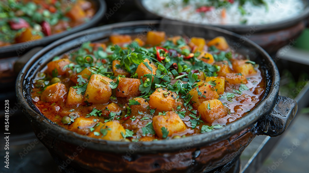 indian curry with safforon toppings. indian curry with safforon toppings.