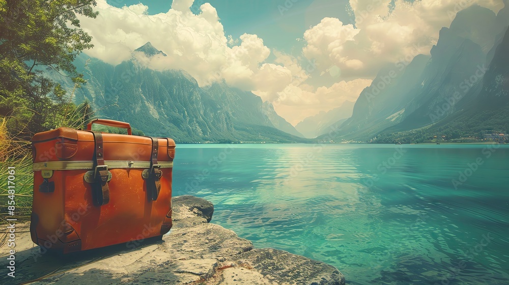 Travel agency template with scenic backgrounds, vibrant colors, and plenty of copy space Travel agency template with scenic backgrounds, vibrant colors, and plenty of copy space
