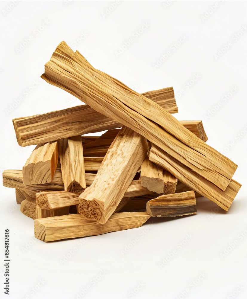 A pile of wood sticks on a white background. A pile of wood sticks on a white background.