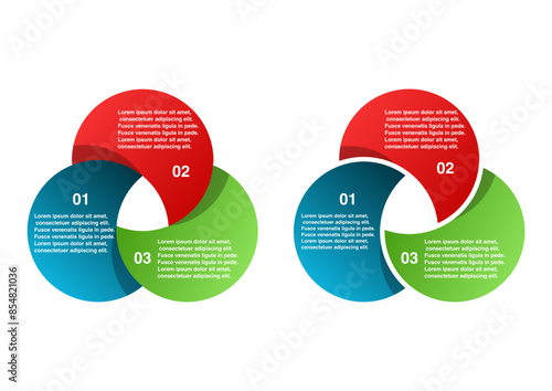 Infographic chart template modern style for presentation, start up project, business strategy, theory basic operation, logic analysis. Venn diagram