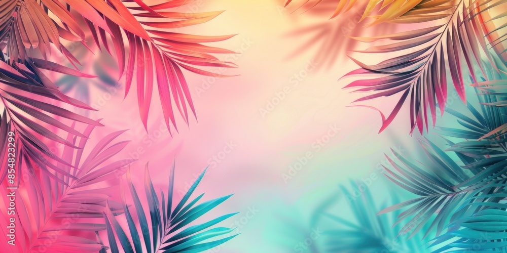 Gradient Background. Tropical Palm Leaves with Gradient Background Gradient Background. Tropical Palm Leaves with Gradient Background