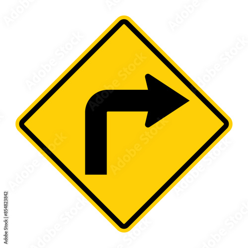 Right Turn Ahead warning road signs. Vector Free Download Right Turn Ahead warning road signs. Vector - GFXLoad