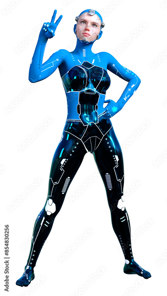 3D Rendering Female Robot on White 3D Rendering Female Robot on White