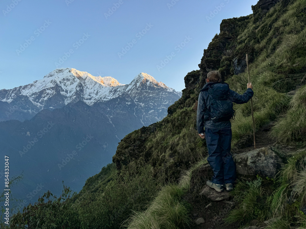 Hiker in the Himalayas Hiker in the Himalayas