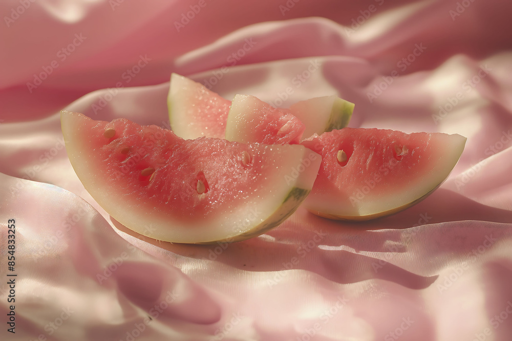 juicy and fresh watermelon slices with water drops juicy and fresh watermelon slices with water drops