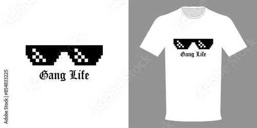 Vector illustration of GANG LIFE T-shirt, top quality streetwear, urban collection. Vintage print sweatshirt. Typographic template for printing on clothing
