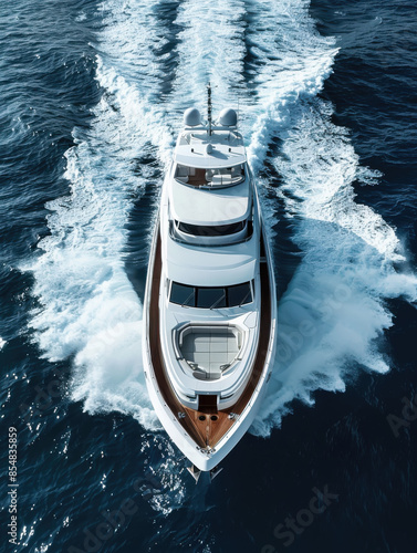 Luxury Yacht Cruising in Blue Ocean Waters