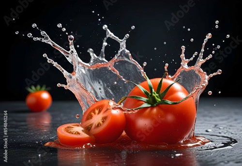 tomato in water splash