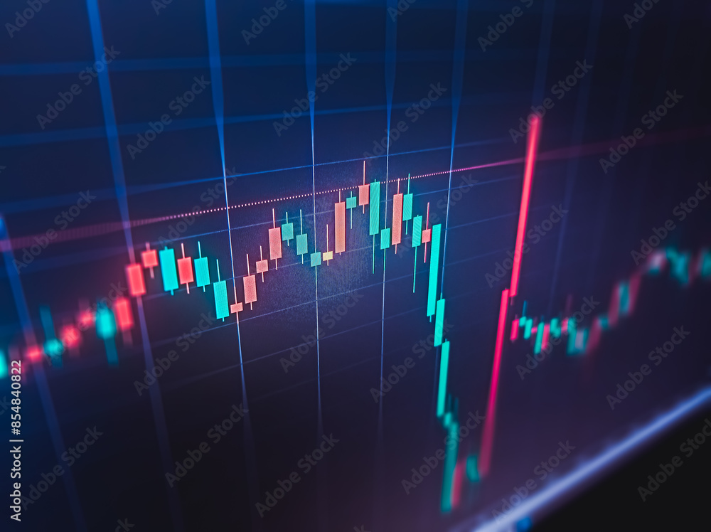 Closeup financial chart with candlestick graph in stock market on monitor background. stock exchange graph or stock market background. Closeup financial chart with candlestick graph in stock market on monitor background. stock exchange graph or stock market background.