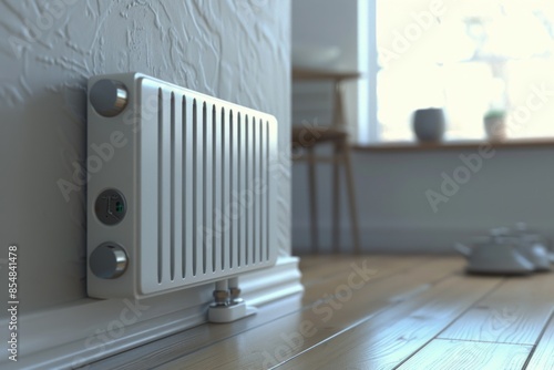 Wallpaper Mural A white radiator sitting on top of a wooden floor Torontodigital.ca