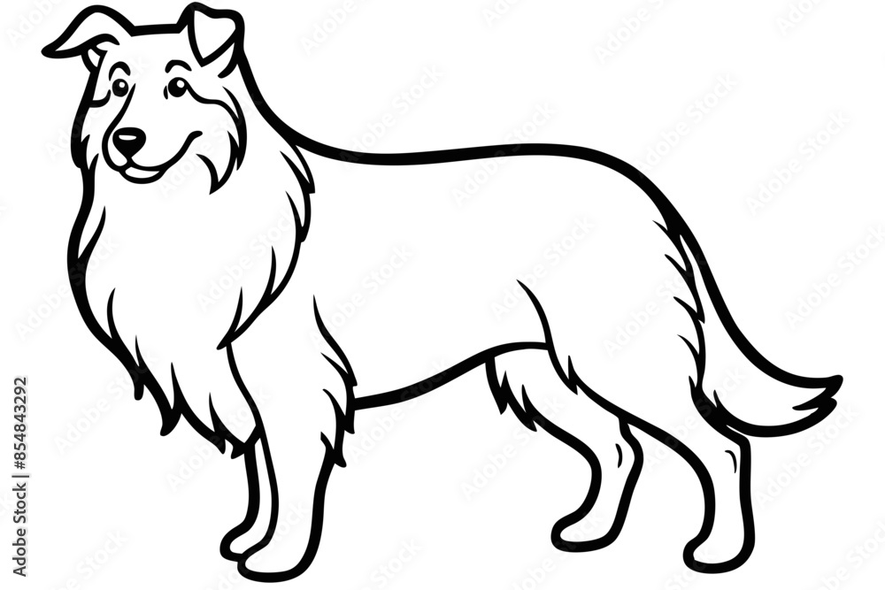 Obraz premium Shepherd - line art of a Standing Shepherd Dog, in black and white vector illustration.