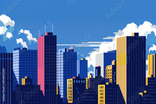 Cityscape Illustration Depicting Business Success and Financial Growth. Generative AI photo