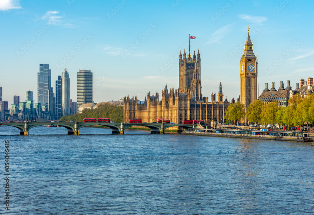 Obraz premium Big Ben with Houses of Parliament and Westminster bridge, London, UK