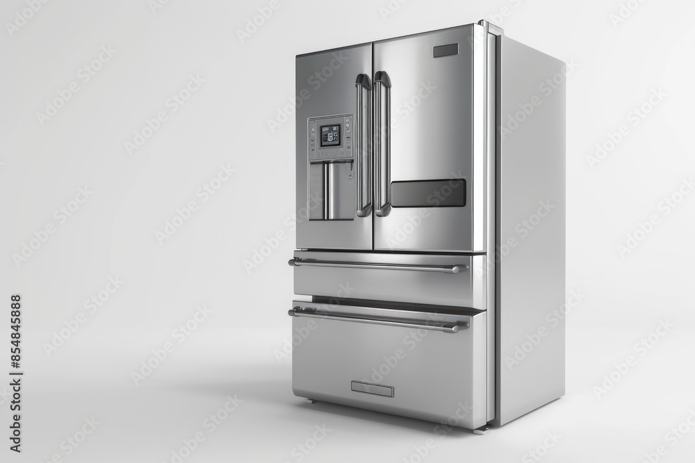 A stainless steel refrigerator freezer sitting on top of a kitchen counter A stainless steel refrigerator freezer sitting on top of a kitchen counter