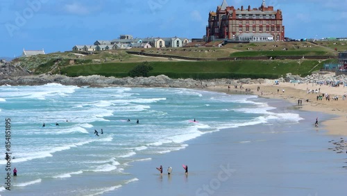 Skyline of the surf mecca of Fistral beach in Newquay, Cornwall.