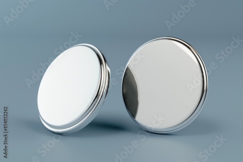 A close-up view of a mirror sitting on a table, with no additional context