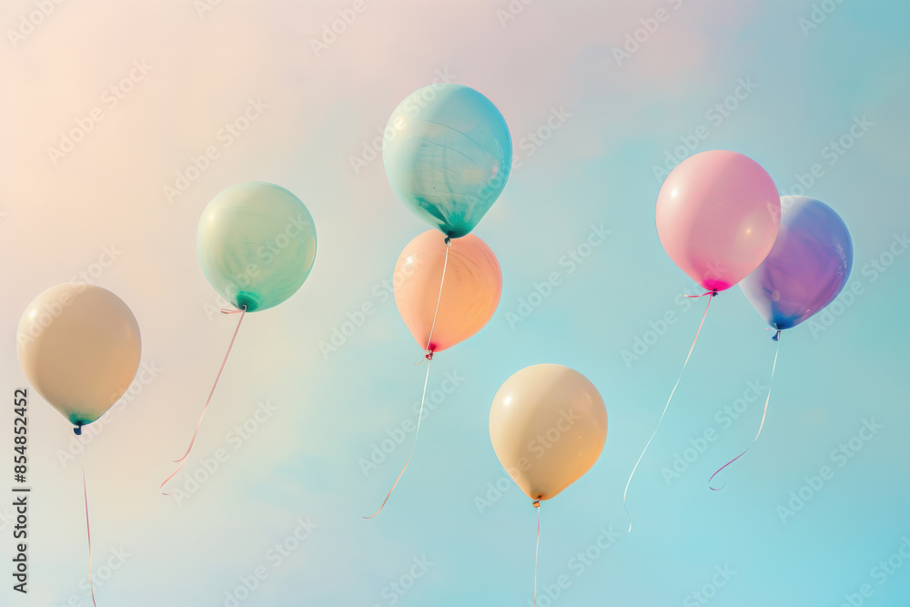 Balloons Ascend into Dawn Sky Balloons Ascend into Dawn Sky