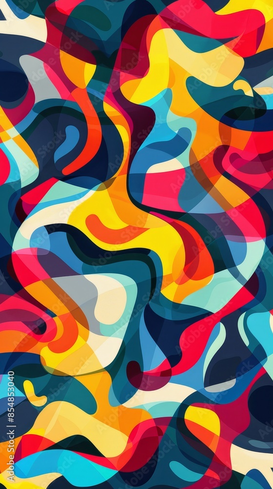 Abstract background with a colorful palette, including a selection of three distinct colors The seamless pattern blends geometric shapes with organic elements, creating a dynamic and lively atmosphere Abstract background with a colorful palette, including a selection of three distinct colors The seamless pattern blends geometric shapes with organic elements, creating a dynamic and lively atmosphere