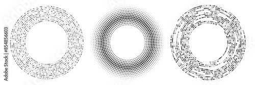 Set of circle halftone dotted backgrounds