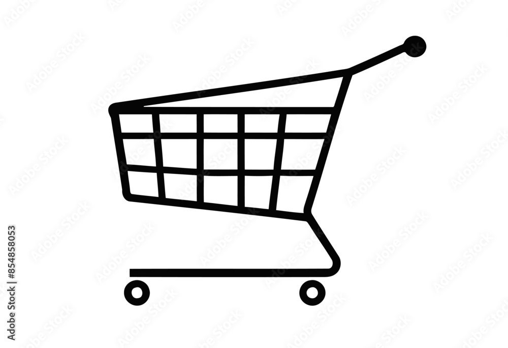 Modern Shopping Cart Icon with Editable Stroke Modern Shopping Cart Icon with Editable Stroke