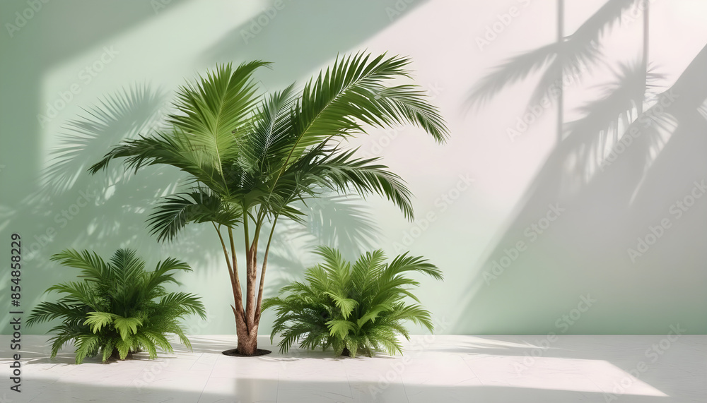 Obraz premium verdant palm beach trees for summer 11