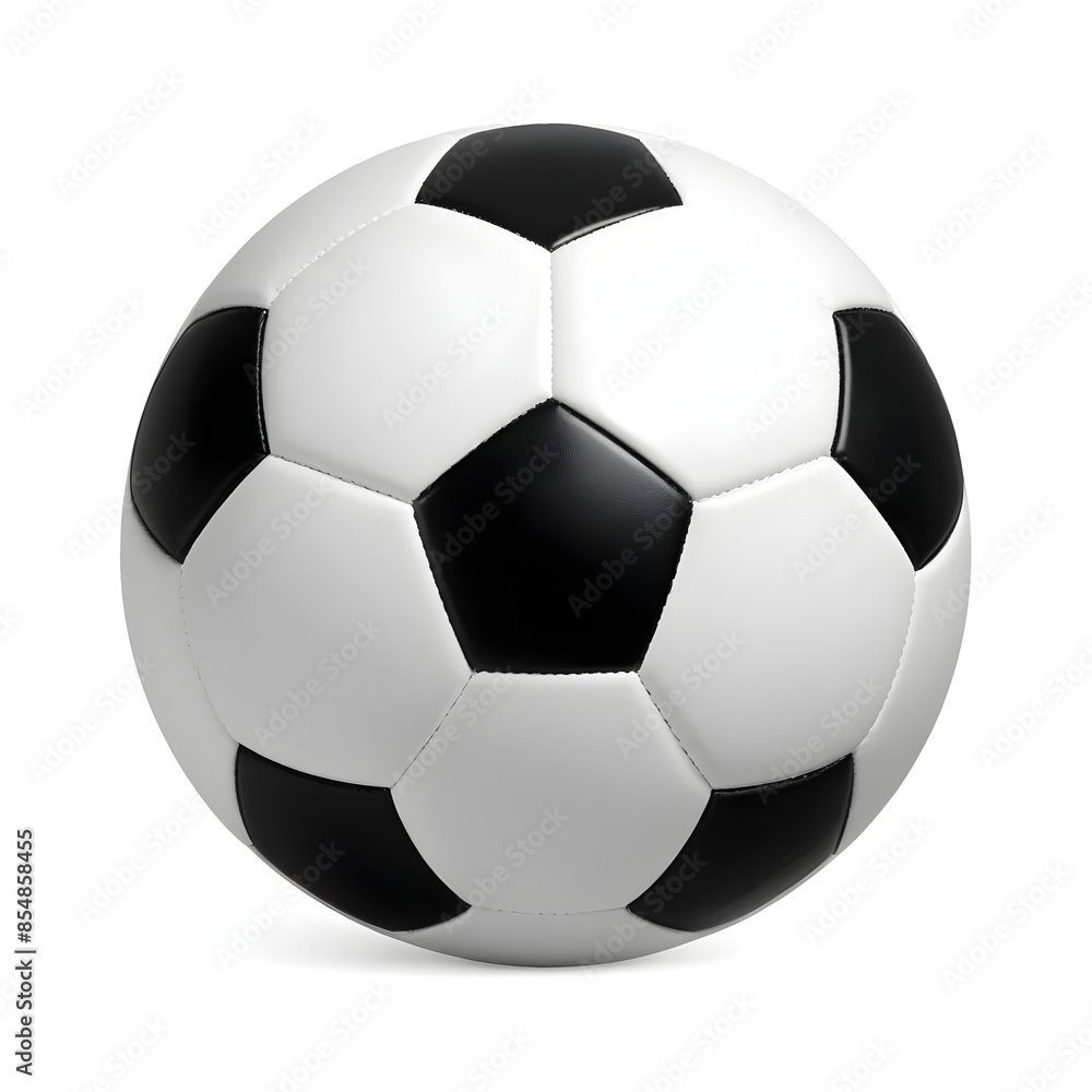 A classic black and white soccer ball on a white background A classic black and white soccer ball on a white background