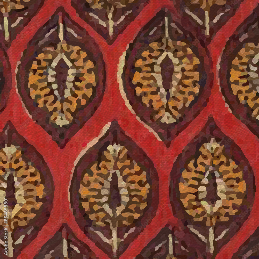Obraz premium Ajrakh Pattern, Ikat, block print Pattern, batik print Pattern, madhubani, kalamkari, chinz, kani, Abstract, shirting design, Background digital printing textile pattern wallpaper 