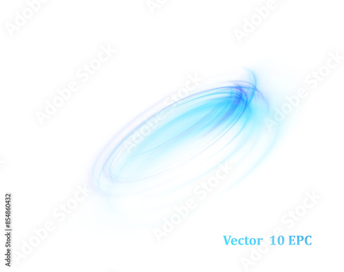 Glowing blue bright twirl. PNG effect on a white background. Bright light round portal in action. Magic gate in a fantasy game. Vector for web design