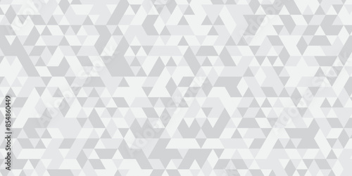 Abstract geometric white and gray background seamless mosaic and low polygon triangle texture wallpaper. Triangle shape retro wall grid pattern geometric ornament tile vector square element.