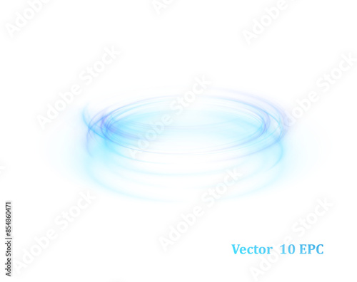 Glowing blue bright twirl. PNG effect on a white background. Bright light round portal in action. Magic gate in a fantasy game. Vector for web design