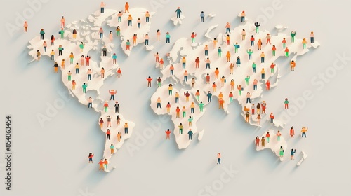 People on the world map. Modern society. World Population Day.