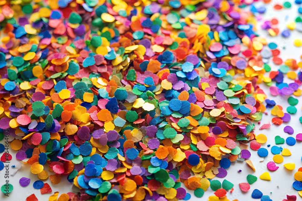 Colorful Confetti Spread in Studio Light on a White Background Colorful Confetti Spread in Studio Light on a White Background