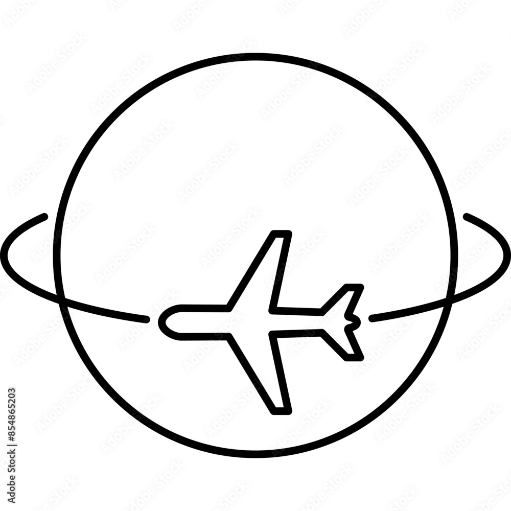 Airplane Around the World. Worldwide Shipping Icon Airplane Around the World. Worldwide Shipping Icon