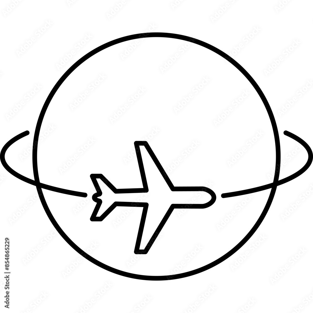 Airplane Around the World. Worldwide Shipping Icon Airplane Around the World. Worldwide Shipping Icon