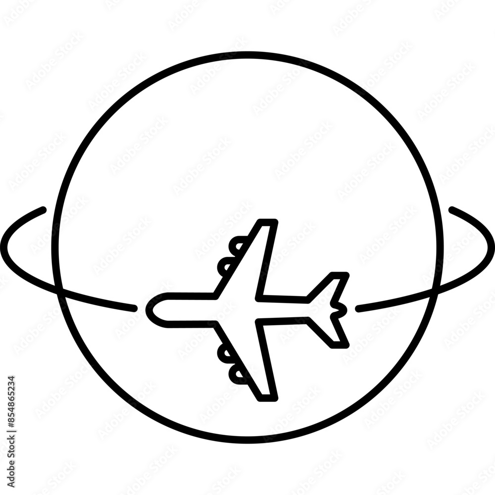 Airplane Around the World. Worldwide Shipping Icon Airplane Around the World. Worldwide Shipping Icon