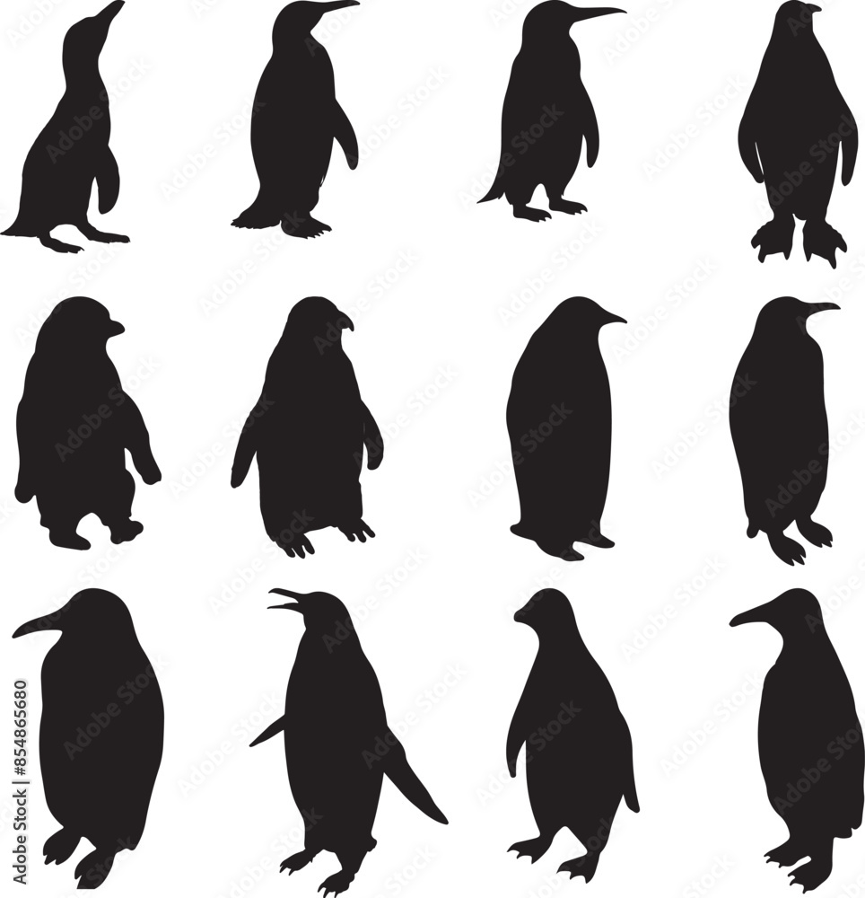 Naklejka premium penguin silhouettes set.