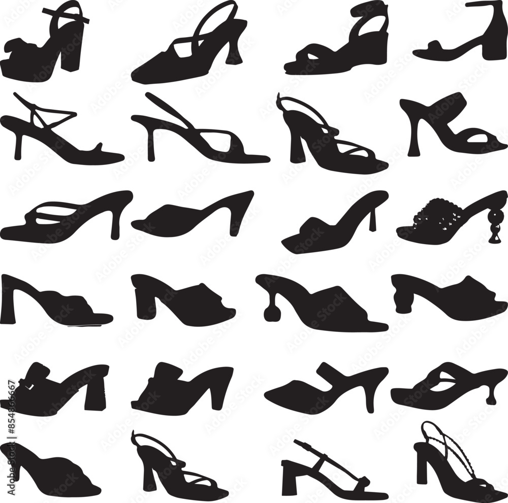 Beautiful women shoe silhouette vector art. Beautiful women shoe silhouette vector art.