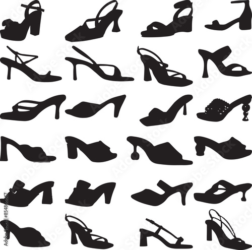 Beautiful women shoe silhouette vector art.