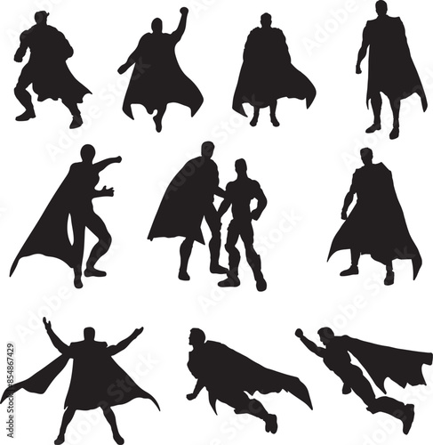 Black Superman silhouette vector.