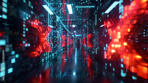 Wallpaper Mural Corporate Analysis Room with Holographic Financial Graphs Highlighting a Large Red 'X' Torontodigital.ca