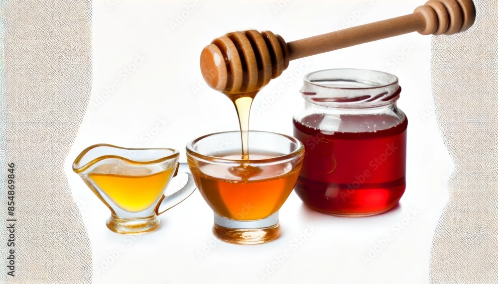 Honey Being Poured into Glass Cup Honey Being Poured into Glass Cup