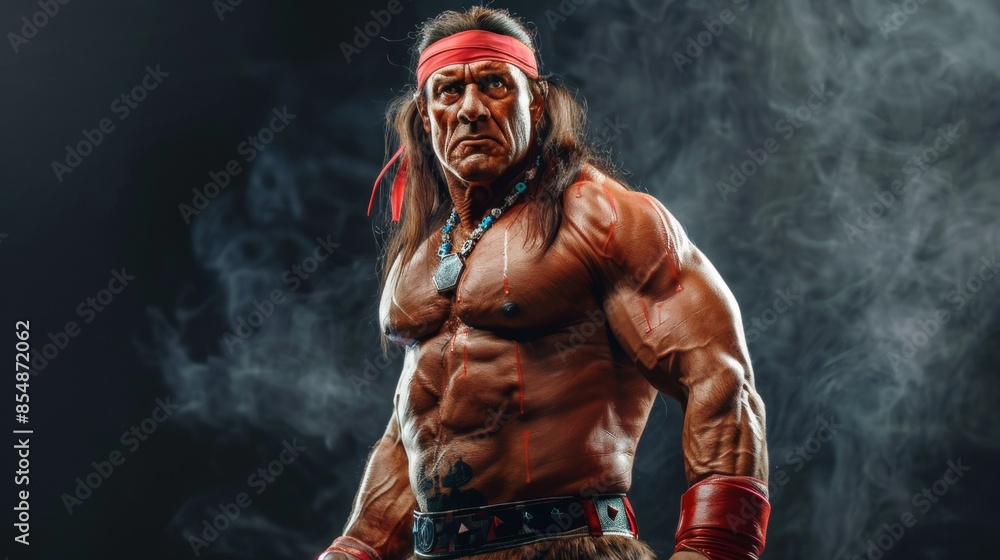 professional american wrestler close up portrait isolated on grey background professional american wrestler close up portrait isolated on grey background
