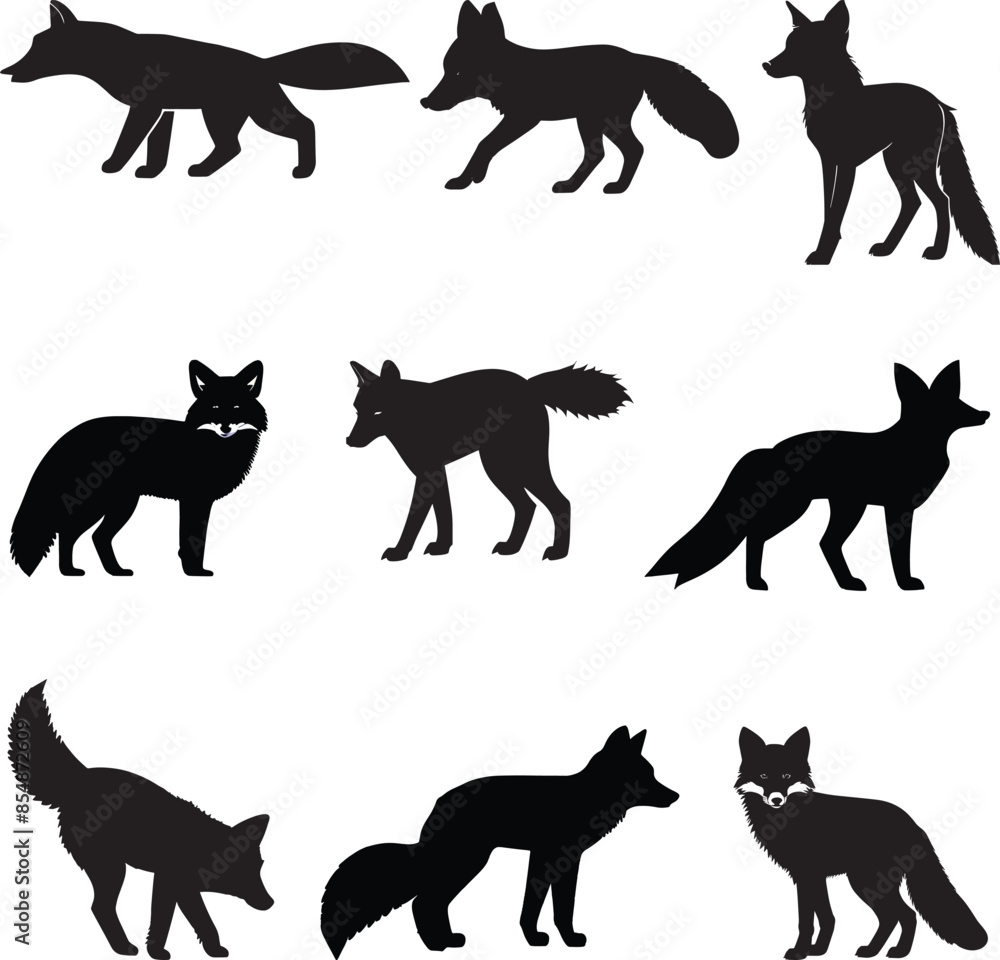 Fox Silhouette Vector Art. Fox Silhouette Vector Art.
