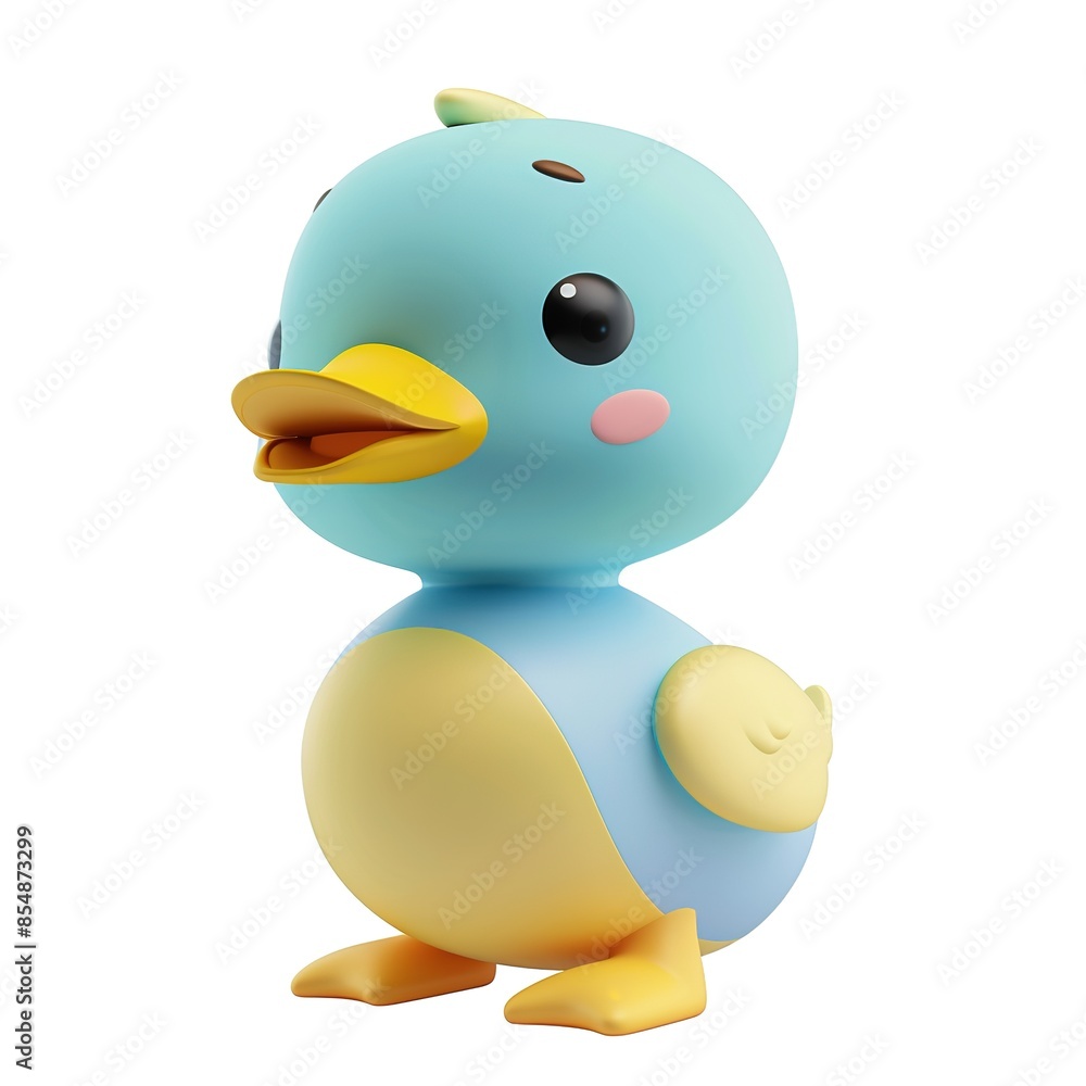 A_3D_color_toy_duck_isolated_on_white_background A_3D_color_toy_duck_isolated_on_white_background