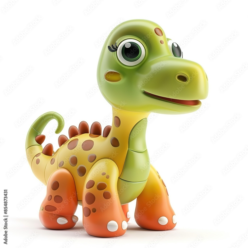 Fototapeta premium A_3D_toy_cute_dinosaur_isolated_on_white_background