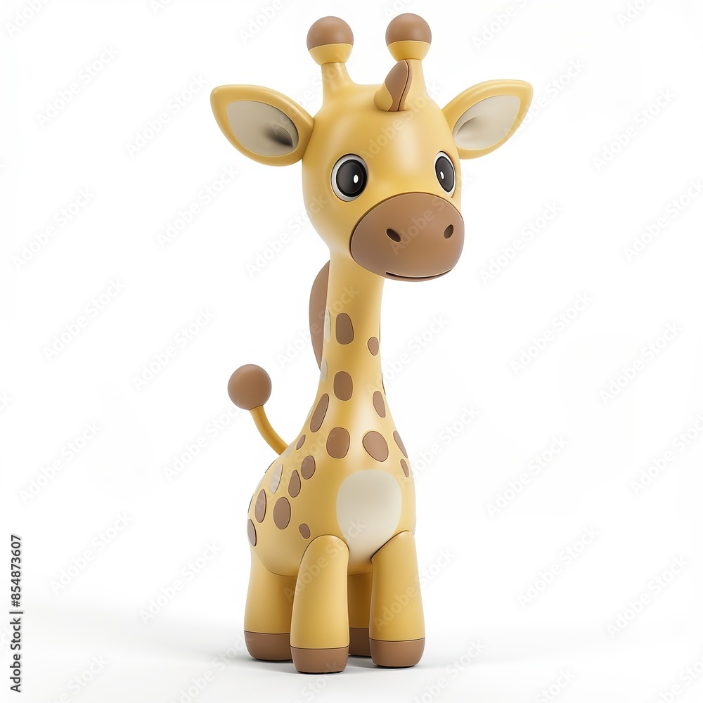 Obraz premium A_3D_toy_cute_jirafa_isolated_on_white_background