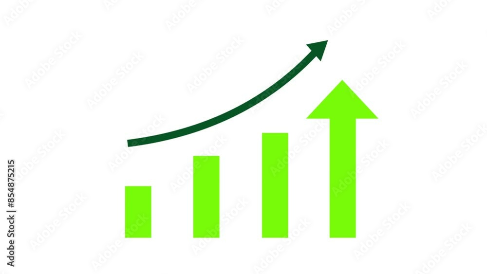 graph up arrow animation, background green and blue graph up arrow animation, background green and blue